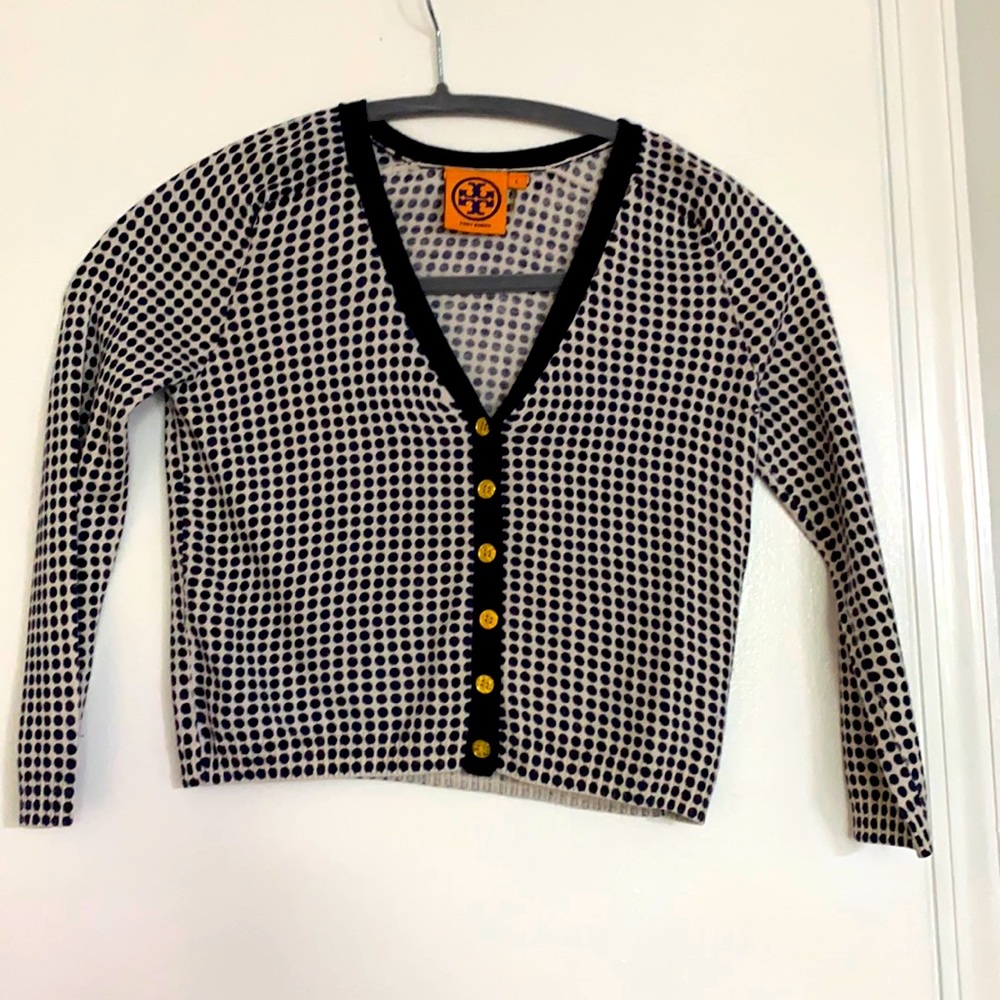 Tory Burch navy and white child L sweater
